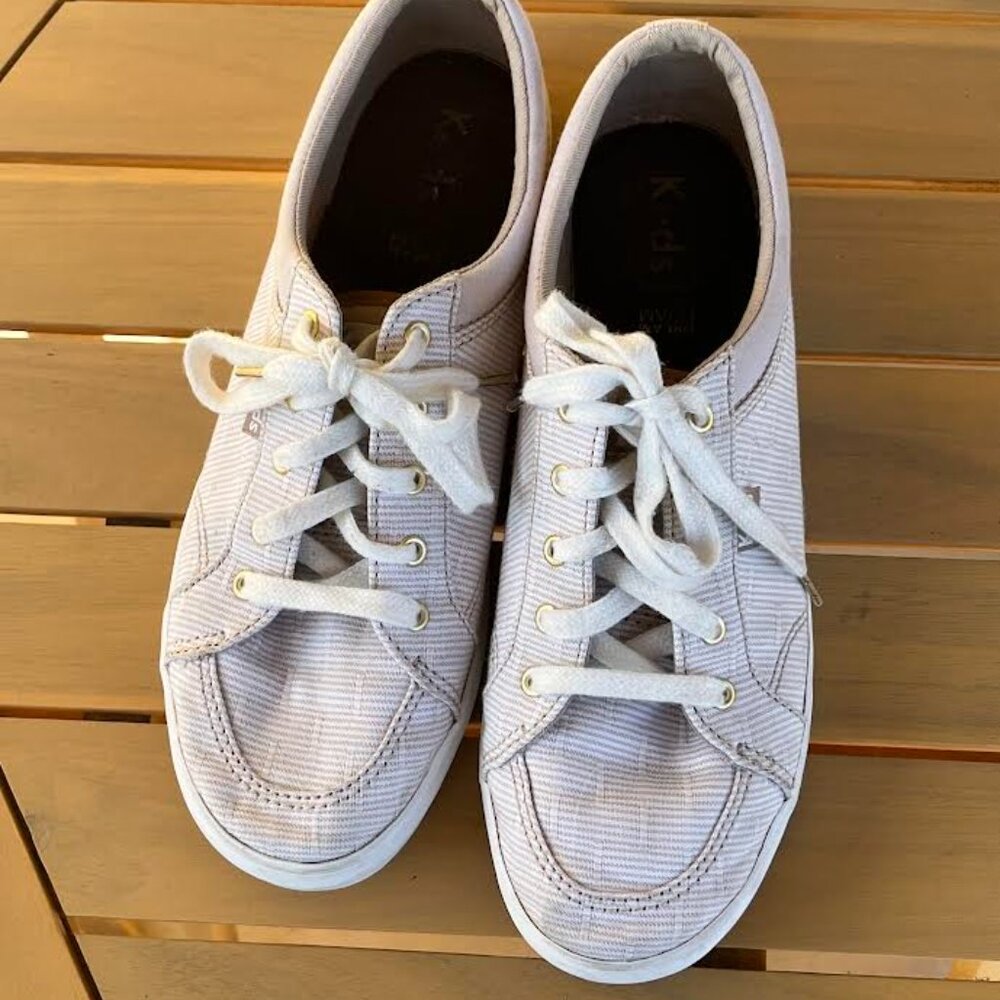 Keds Women's beige/tan and white Center Ticking Stripe Size 6.5 - Picture 2 of 6